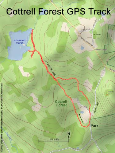 GPS track at Cottrell Forest near Hillsboro in southern New Hampshire