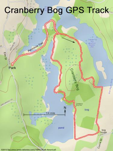 GPS track in September at Cranberry Bog near Carlisle in northeast MA