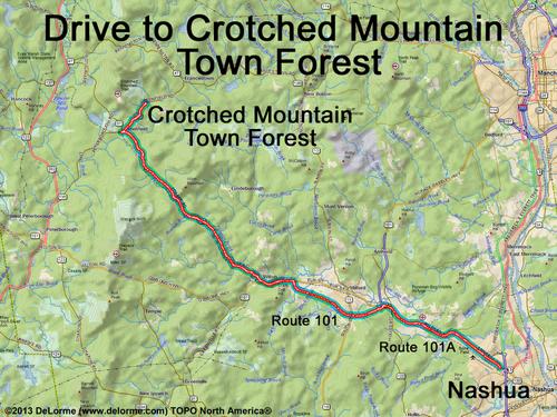 Crotched Mountain Town Forest drive route