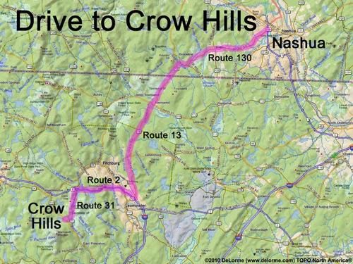 Crow Hills drive route