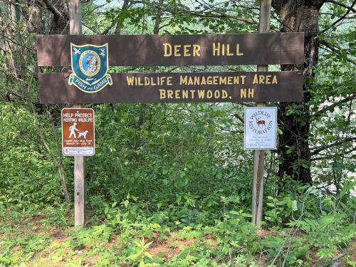 trail entrance sign in June at Deer Hill WMA near Brentwood in southeast NH