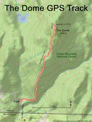 GPS track in August at The Dome in southwest VT