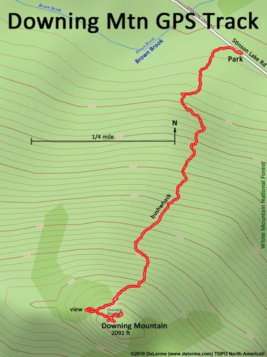 GPS track to Downing Mountain in New Hampshire