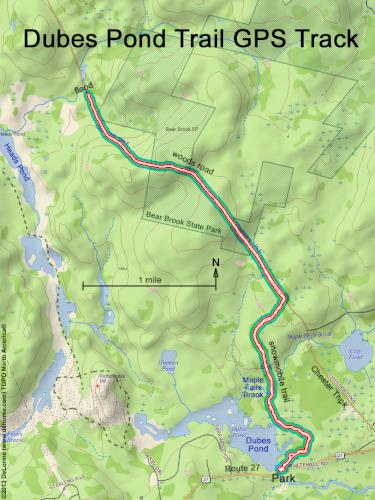 GPS track in May at Dubes Pond Trail near Hooksett in southern New Hampshire