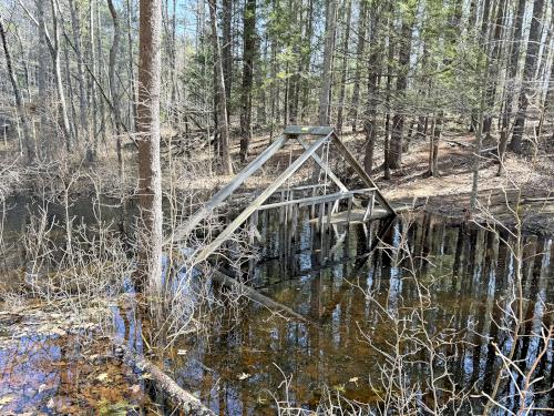 flooded footbridge in April at Duston Parcel and Heron Rookery in southeast NH