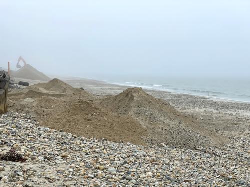 beach work in January at Duxbury Beach near Duxbury in eastern Massachusetts