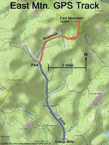 GPS track to East Mountain in Vermont