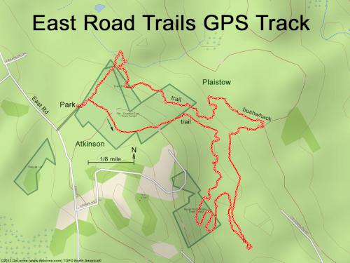 GPS track in April at East Road Trails in southeast NH