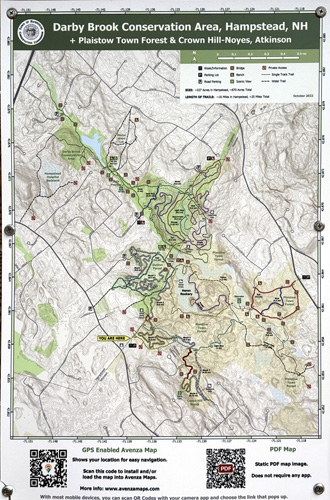 trailhead map at East Road Trails in southeast NH