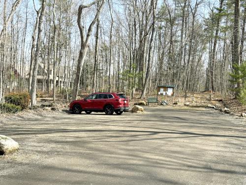 parking in April at East Road Trails in southeast NH