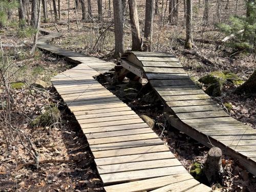 boardwalk in April at East Road Trails in southeast NH