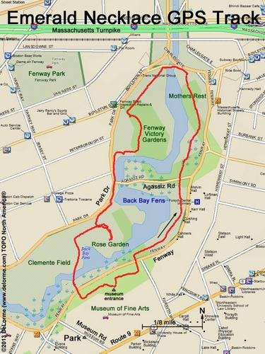 GPS track at Emerald Necklace in Boston, Massachusetts