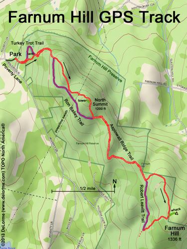 GPS track to Farnum Hill in western New Hampshire