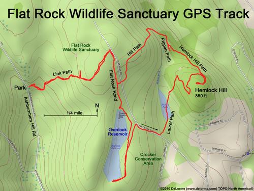 Link Path at Flat Rock Wildlife Sanctuary at Fitchburg in Massachusetts