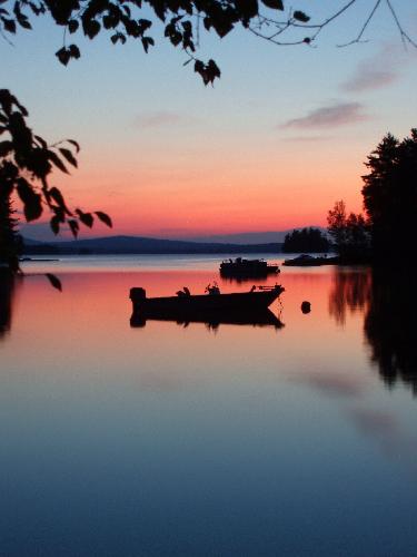 sunrise over Millinocket Lake as seen from Big Moose cabin near Baxter State Park in Maine