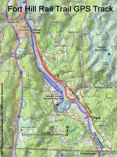 GPS track at Fort Hill Rail Trail near Keene in southwestern New Hampshire