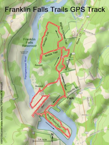 GPS track at Franklin Falls Trails in New Hampshire
