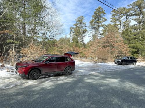 parking in February at Freetown State Forest in southeast MA