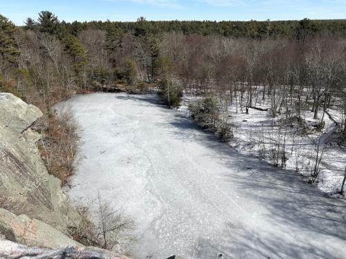 ledge view in February at Freetown State Forest in southeast MA