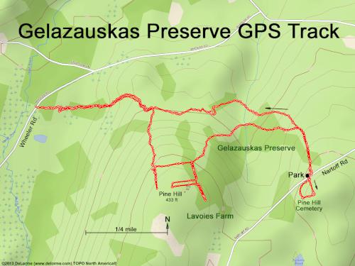 GPS track in November at Gelazauskas Preserve in southern NH