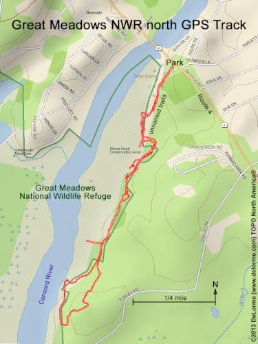 GPS track at Great Meadows NWR north in northeastern Massachusetts