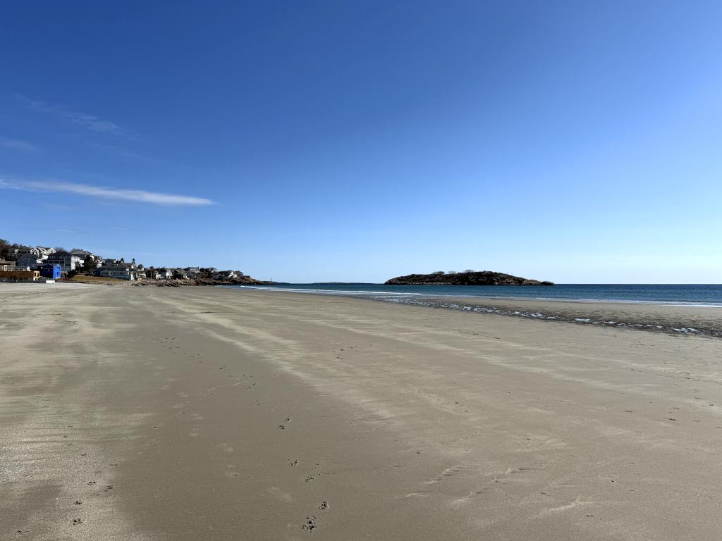 low-tide beach view in March at Good Harbor Beach in eastern MA