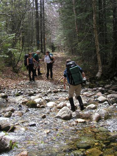 stream crossing on Goose Eye Trail in Maine