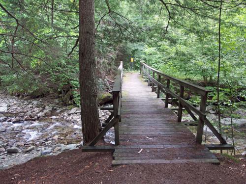 bridge over New Haven River on the Cooley Glen Trail to Mount Grant in northern Vermont