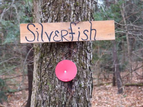 trail sign at Grater Woods (west side) in southern New Hampshire