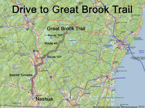 Great Brook Trail drive route