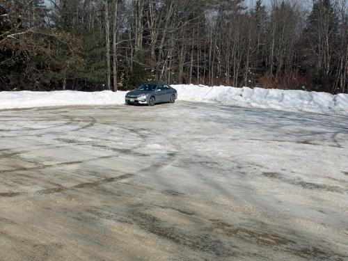 parking in February at Great Gains Memorial Forest near Franklin, New Hampshire