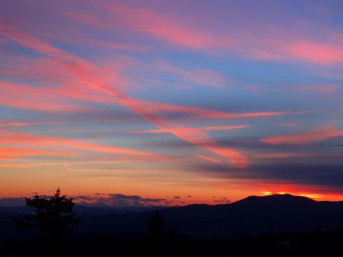 red sunset as seen from Green Mountain in eastern New Hampshire