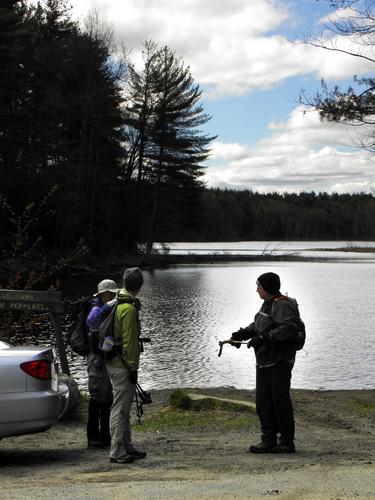 hikers at Gulf Brook Conservation Area in Massachusetts