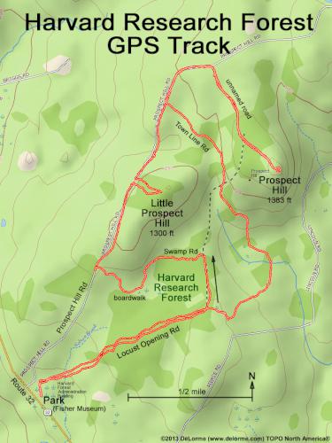 GPS track at Harvard Research Forest in north central Massachusetts