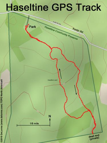 GPS track through Haseltine Community Preserve in southern New Hampshire