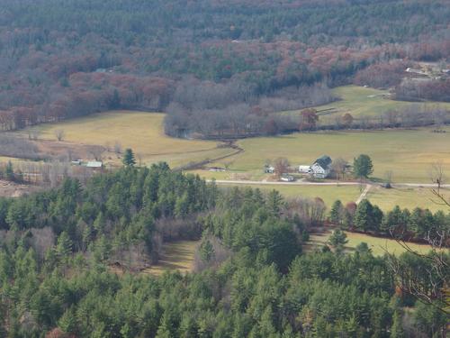 late-fall pastoral view of the valley as seen from the summit of Hedgehog Mountain near Deering in southern New Hampshire