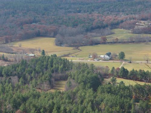 late-fall pastoral view of the valley as seen from the summit of Hedgehog Mountain near Deering in southern New Hampshire