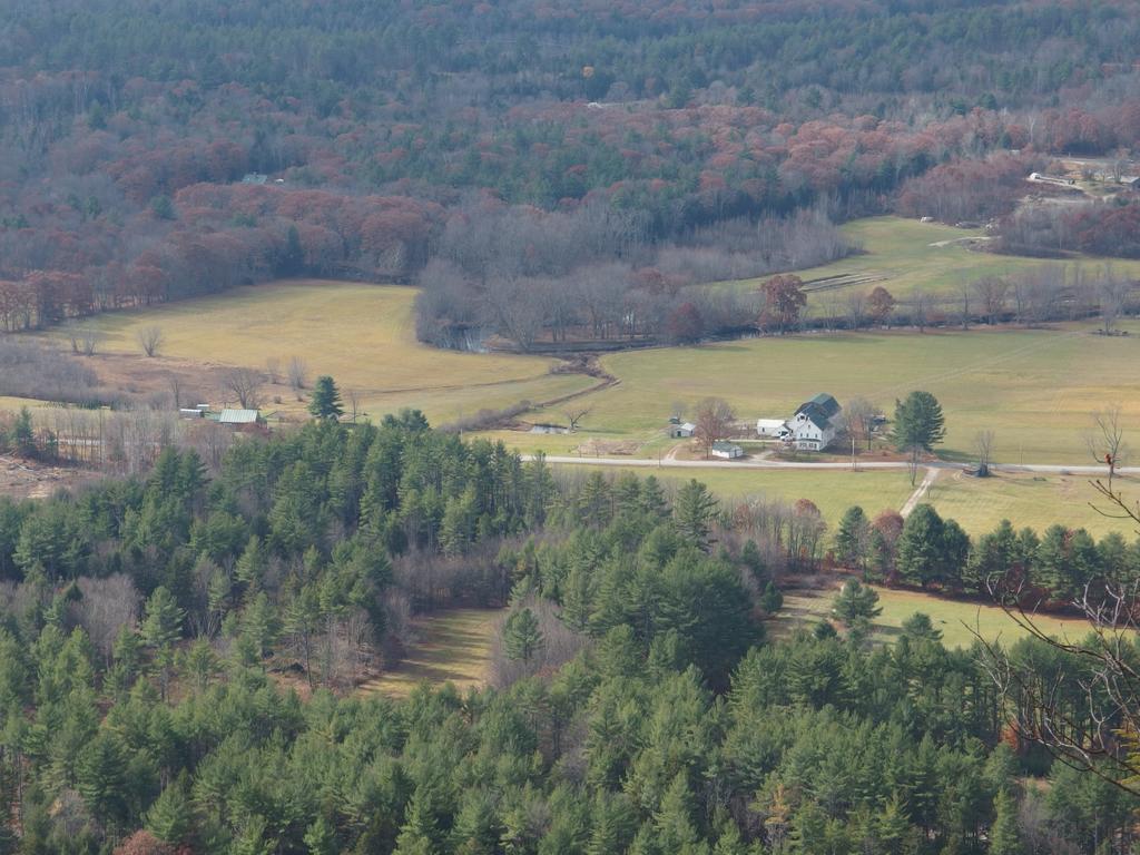 late-fall pastoral view of the valley as seen from the summit of Hedgehog Mountain near Deering in southern New Hampshire