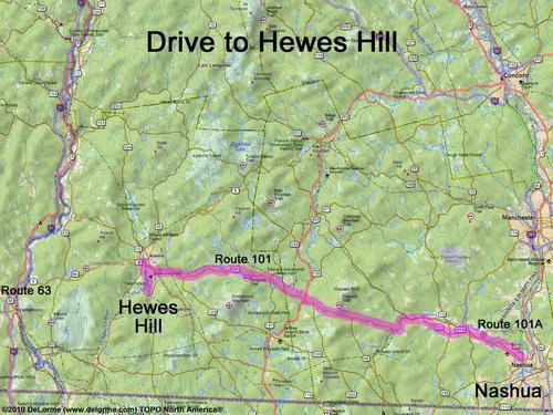 Hewes Hill drive route