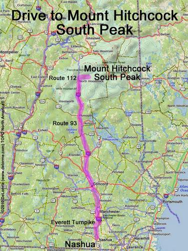Mount Hitchcock South Peak drive route