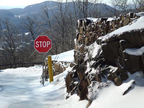 closed-in-winter summit road to Mount Holyoke in central Massachusetts