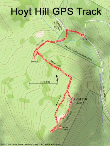 GPS track at Hoyt Hill near Bristol in western New Hampshire