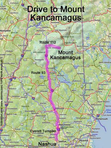 Mount Kancamagus drive route
