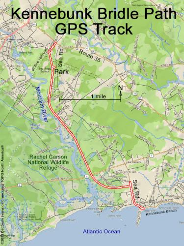 GPS track in June at Kennebunk Bridle Path in southern Maine