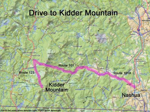 Kidder Mountain drive route