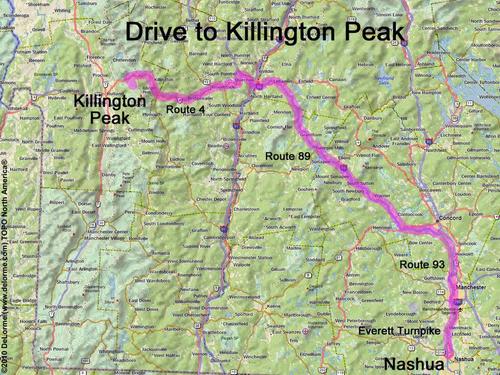 Killington Peak drive route