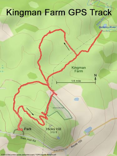 GPS track in December at Kingman Farm near Durham in southeast New Hampshire