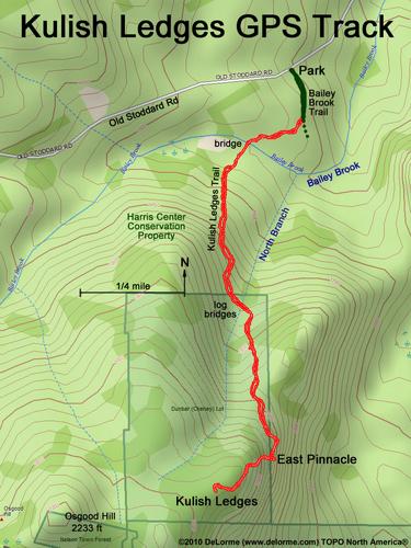 GPS track on Kulish Ledges on Osgood Hill in southern New Hampshire