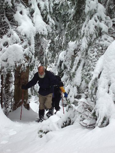 snowy trail to Mount Lafayette in New Hampshire