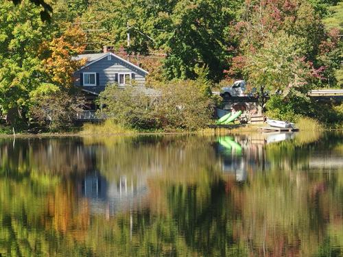 view across Wheelright Pond at Durgin Preserve near Lee Town Forest in southeastern New Hampshire